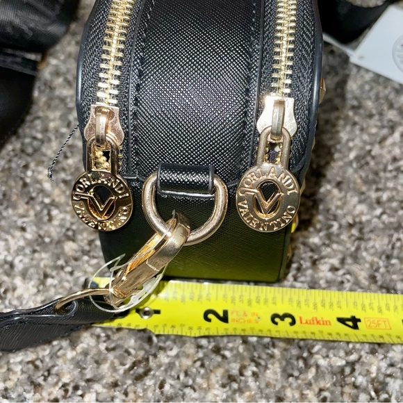 NWT $159 Valentino Orlandi Black Crossbody Bag with Gold Studs and Guitar Strap - Picture 5 of 9